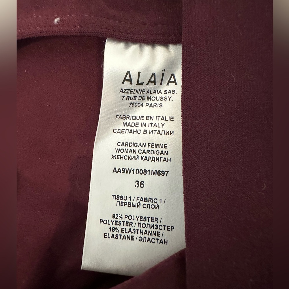 ALAIA Wine red stretch shrug size 36